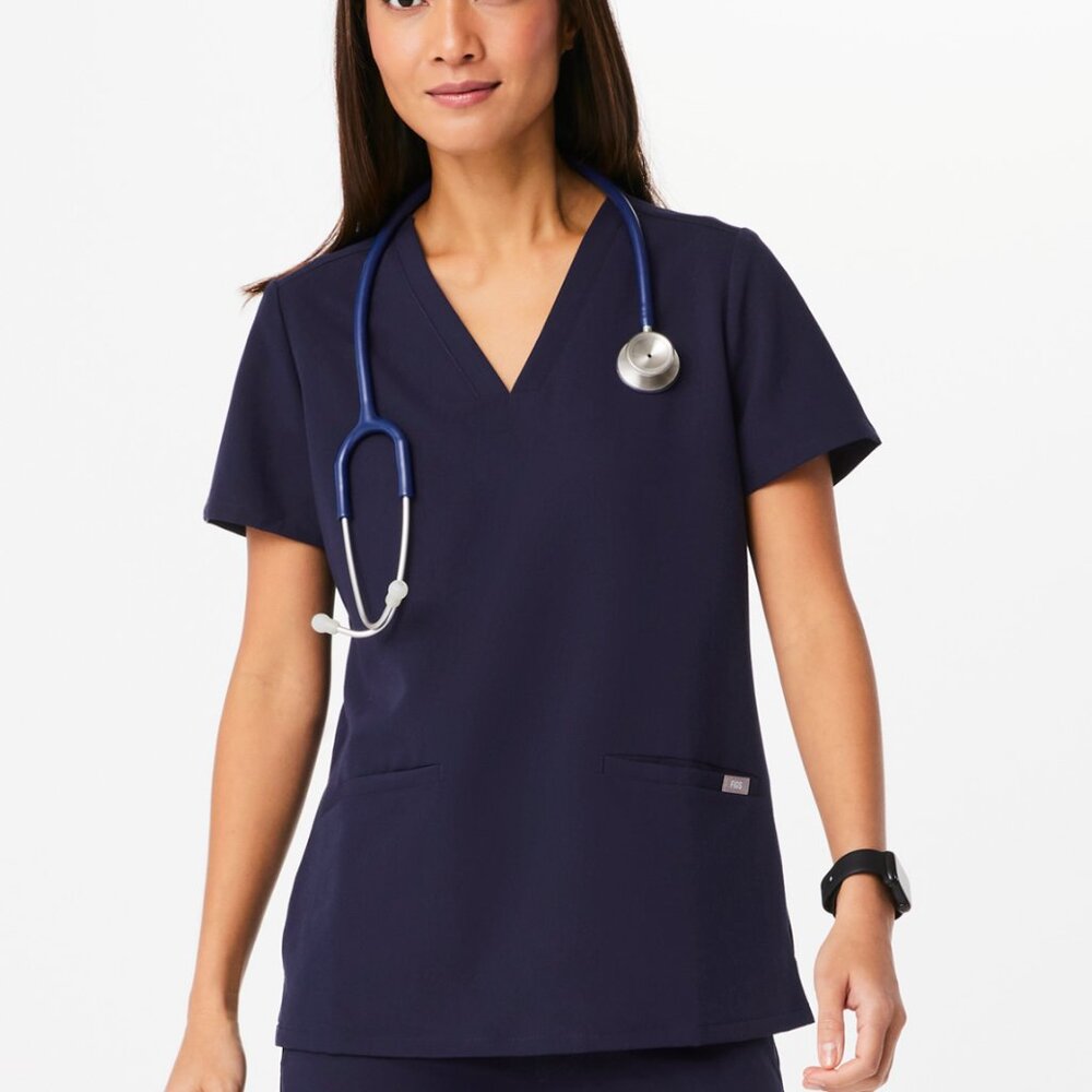 Figs Casma Scrub Top - Navy